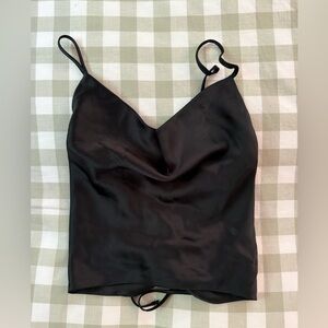 Black Satin Cowl Neck Camisole